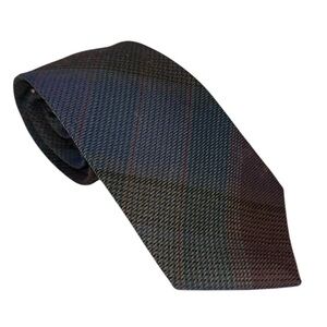 Henry Grethel Vtg 70s Mens Tie Wool & Silk Made in Italy Tartan Plaid 57x3”